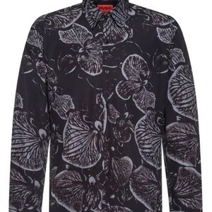 Men's Ermo Slim-Fit Floral Print Long-Sleeve Button-Up Shirt 15.5" NK